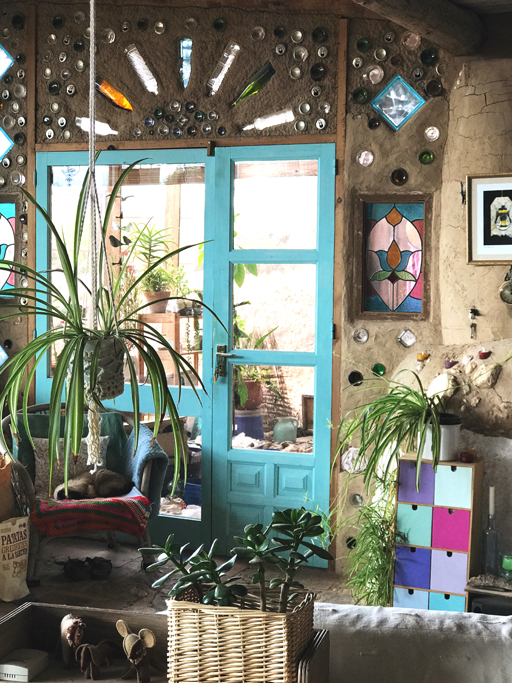 Bottle sunburst earthship entrance